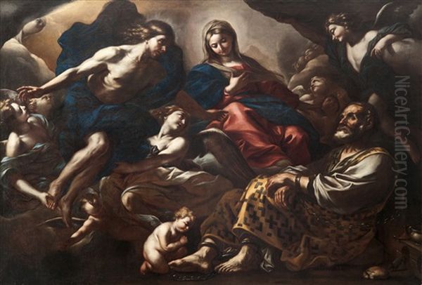 La Virgen Y San Pedro Rodeados De Angeles Oil Painting by Giovanni Battista Beinaschi