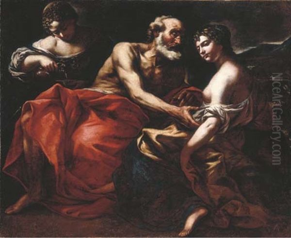 Lot And His Daughters Oil Painting by Giovanni Battista Beinaschi