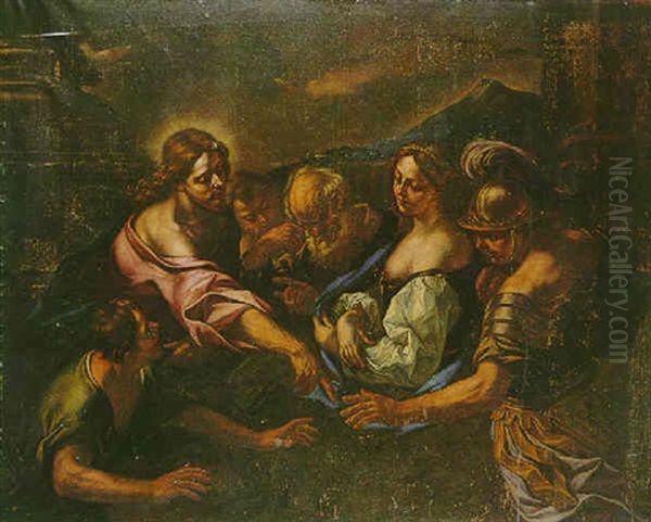 Christ And The Adultress Oil Painting by Giovanni Battista Beinaschi