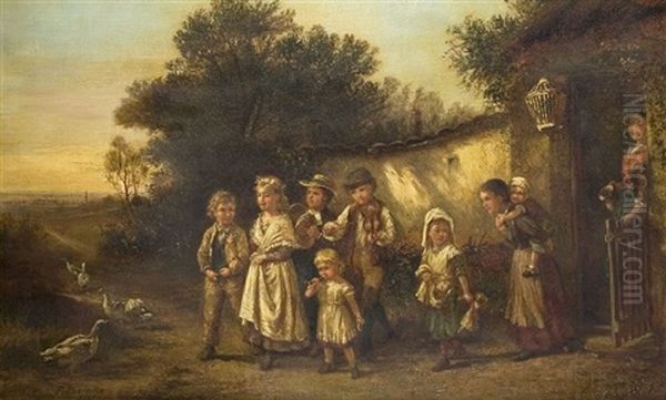 Die Kinderhochzeit Oil Painting by Fritz Beinke