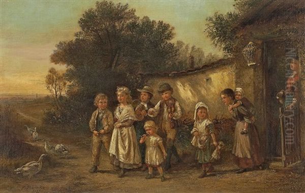 Die Kinderhochzeit Oil Painting by Fritz Beinke