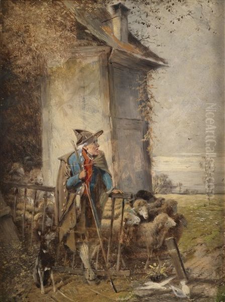 Der Schafer Oil Painting by Fritz Beinke