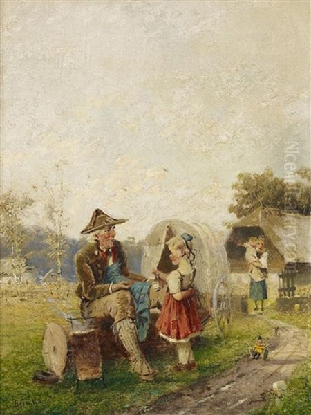 Der Scherenschleifer Oil Painting by Fritz Beinke