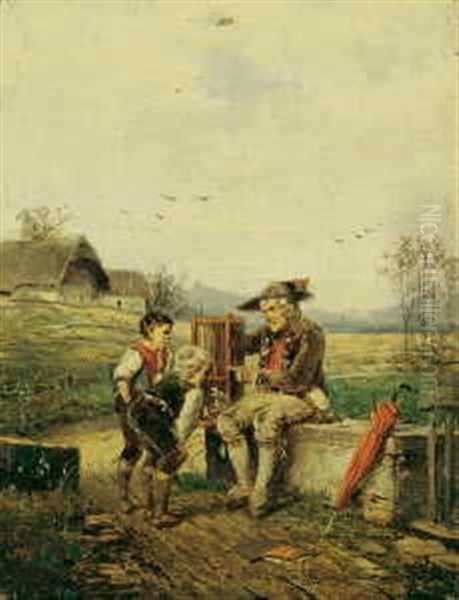 Neugierige Schulbuben Oil Painting by Fritz Beinke