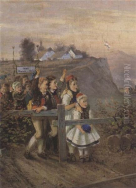 Warten Auf Die Eisenbahn Oil Painting by Fritz Beinke