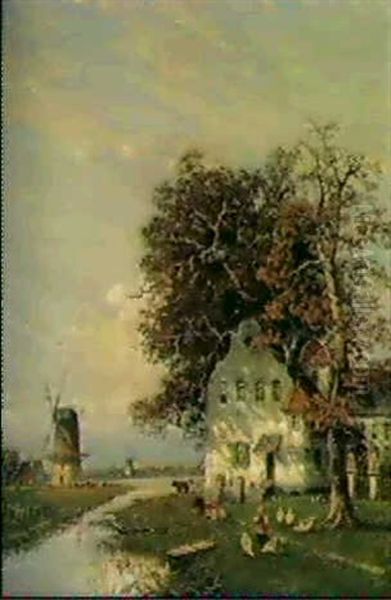 Niederrheinische Landschaft Oil Painting by Fritz Beinke