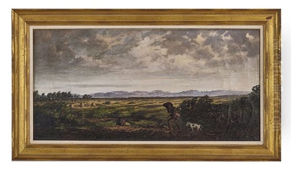 Landscape With A Hunter And His Dog Oil Painting by Joseph G. Beitl