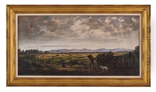 Landscape With A Hunter And His Dog Oil Painting by Joseph G. Beitl