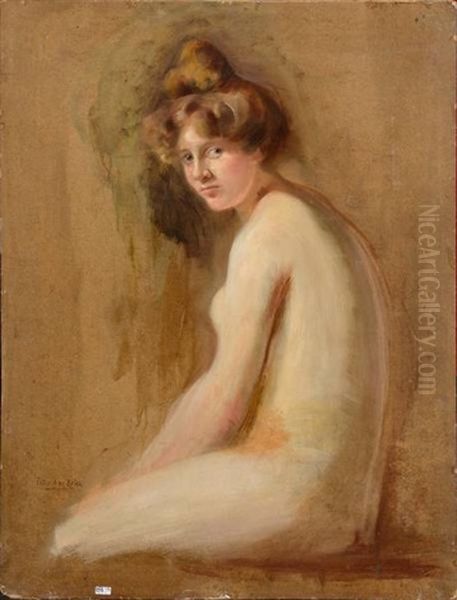 Jeune Fille Nue Assise (esquisse) Oil Painting by Pablo Antonio Bejar Novella