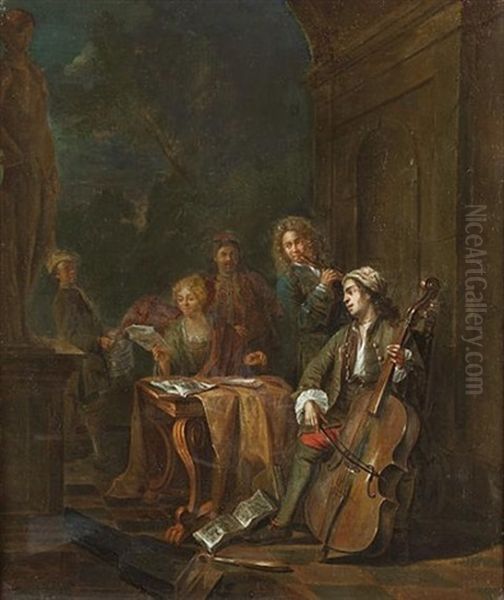 A Musical Group Oil Painting by Ignace van der Beken