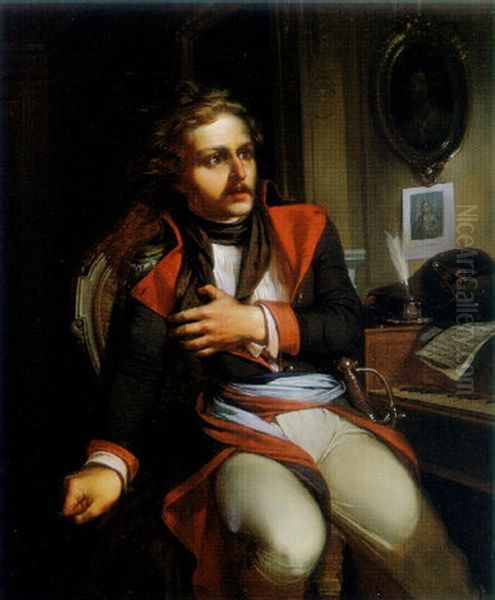 Rouget De Lisle Writing The Marseillaise Oil Painting by Jean-Jacques Bekkers