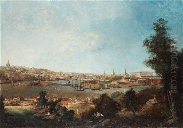 Utsikt Over Staden Fran Djurgardslandet (view Over Stockholm From Djurgardslandet) Oil Painting by Louis Belanger