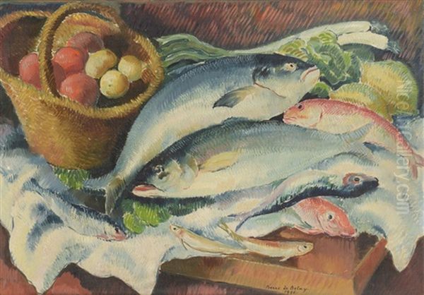 Nature Morte Aux Poissons Oil Painting by Pierre De Belay