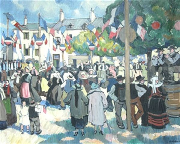 14 Juillet En Bretagne Oil Painting by Pierre De Belay