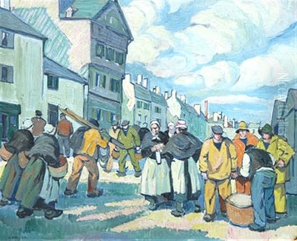 Place Animee En Bretagne Oil Painting by Pierre De Belay