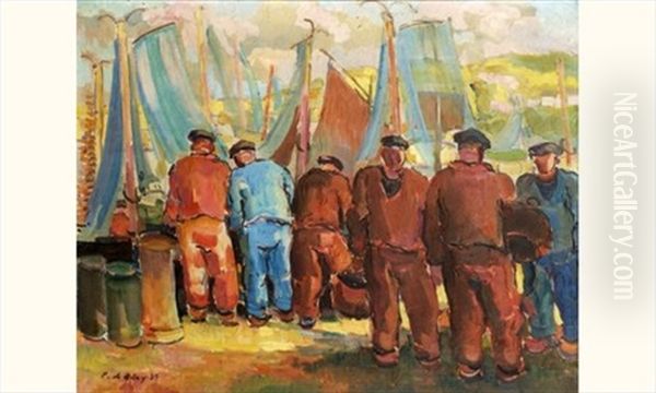 Marins A Douarnenez Oil Painting by Pierre De Belay