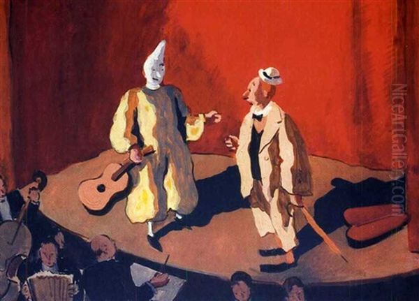 Clowns Et Orchestre Oil Painting by Pierre De Belay