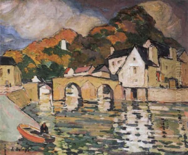 Le Port De Dinan Oil Painting by Pierre De Belay