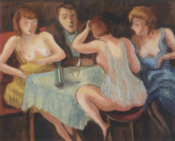 Femmes Dans Un Cafe Oil Painting by Pierre De Belay