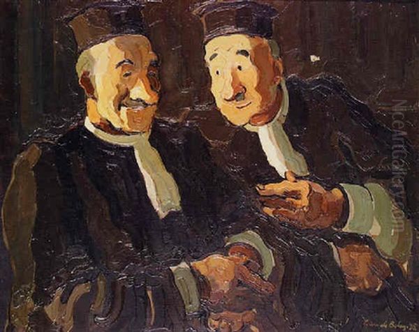 Les Deux Avocats Oil Painting by Pierre De Belay