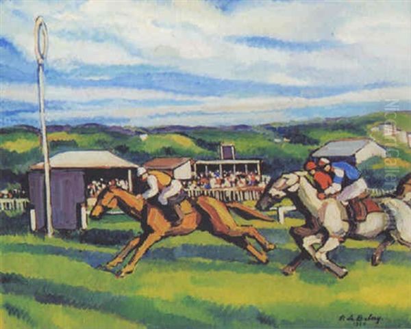 Jour Des Courses A Deauville Oil Painting by Pierre De Belay