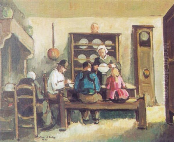 Interieur Breton Oil Painting by Pierre De Belay