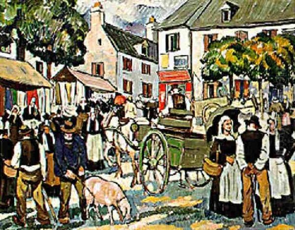 Marche A Pont-aven Oil Painting by Pierre De Belay