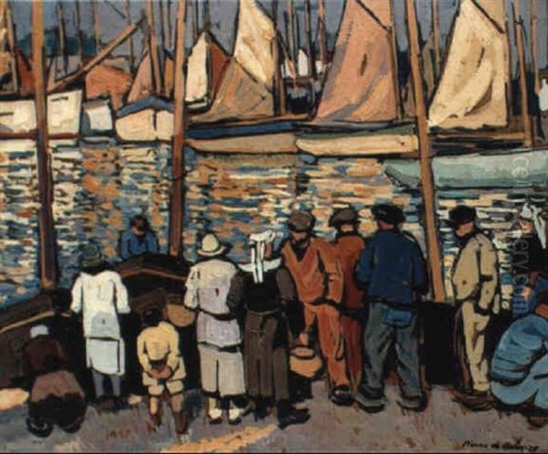 Sur Le Port A Concarneau by Pierre De Belay