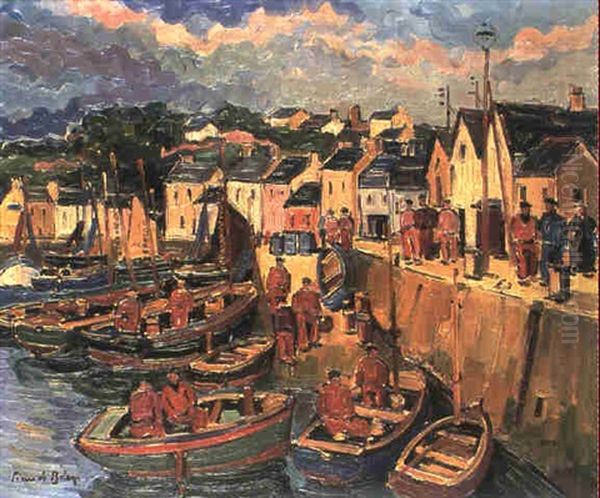 Le Port De Treboul, Finistere Oil Painting by Pierre De Belay