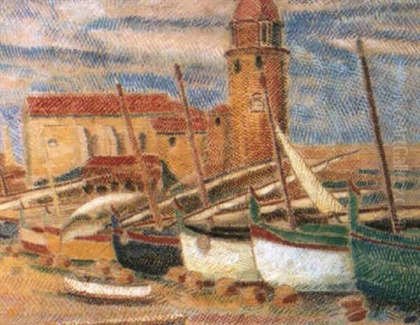 Le Port De Collioure - Marine Oil Painting by Pierre De Belay