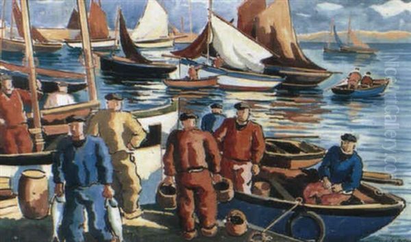 Le Port De Douarnenez Oil Painting by Pierre De Belay