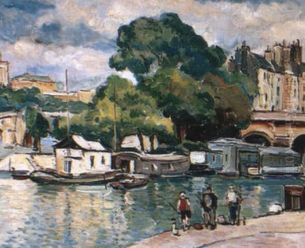 Paris - Les Quais De La Seine Oil Painting by Pierre De Belay