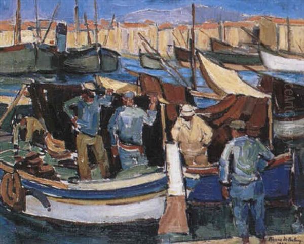 Pecheurs Au Port, Marseille Oil Painting by Pierre De Belay