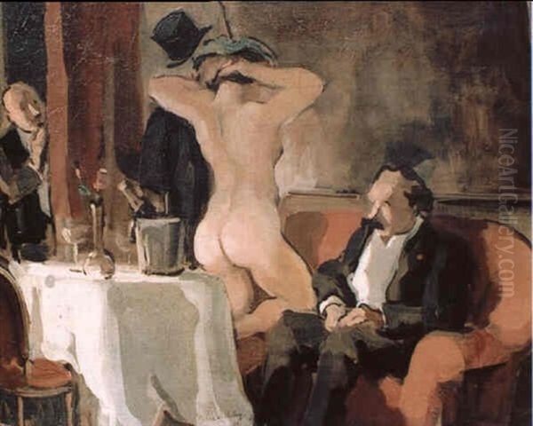 Chez Maxim's - Le Salon Particulier Oil Painting by Pierre De Belay