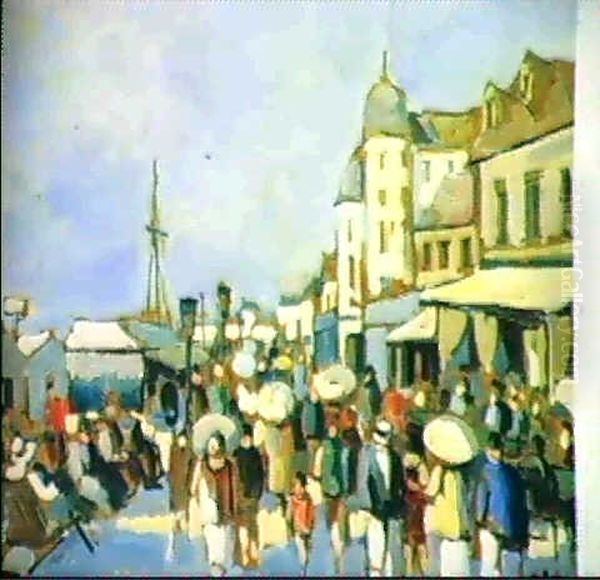 Trouville, Le Front De Mer Oil Painting by Pierre De Belay