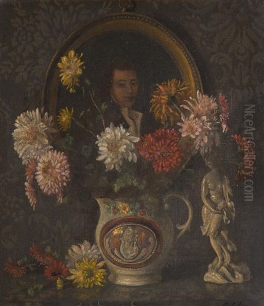 Chrysanthemums Oil Painting by George Belcher