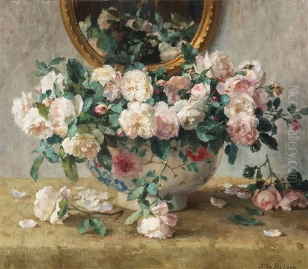 Still Life With Roses Oil Painting by Joseph De Belder