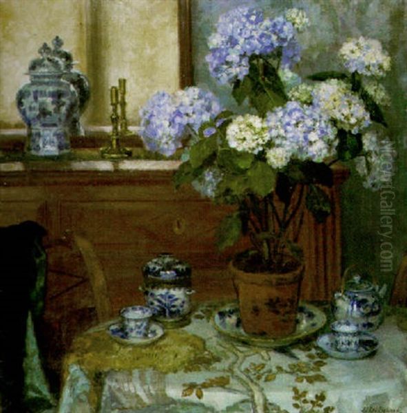 L'hortensia Bleu Oil Painting by Joseph De Belder