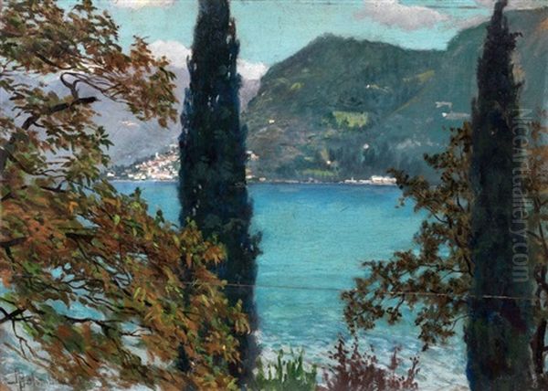 Lago Di Como Oil Painting by Adolfo Belimbau