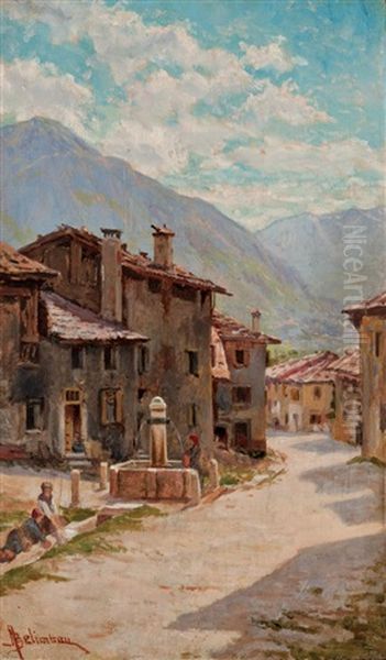 Case Nel Trentino Oil Painting by Adolfo Belimbau