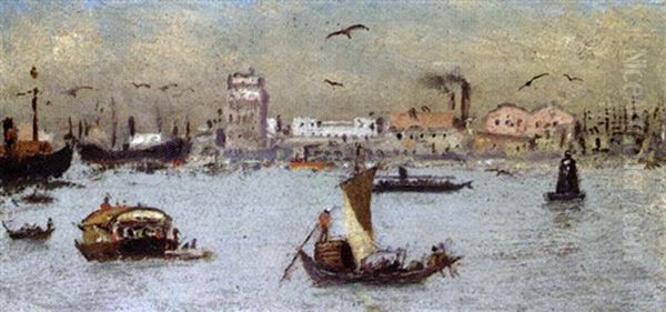 Nel Porto Di Calcutta Oil Painting by Adolfo Belimbau