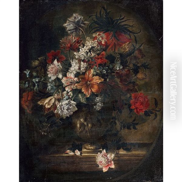 Bouquets De Fleurs Oil Painting by Jean-Baptiste Belin de Fontenay the Elder