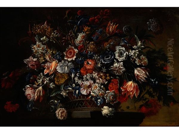 Grosses Blumenstillleben Oil Painting by Jean-Baptiste Belin de Fontenay the Elder