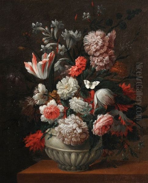 Stilleben Mit Tulpen, Nelken Und Pfingstrosen Oil Painting by Jean-Baptiste Belin de Fontenay the Elder