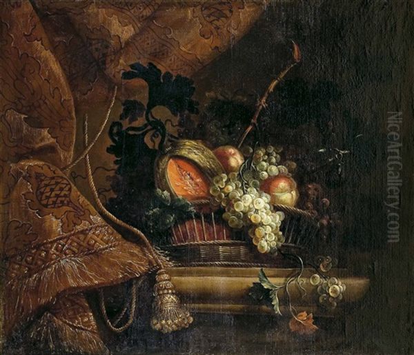 Bodegon Con Cesto De Hortensias, Peonias Y Fresias Oil Painting by Jean-Baptiste Belin de Fontenay the Elder