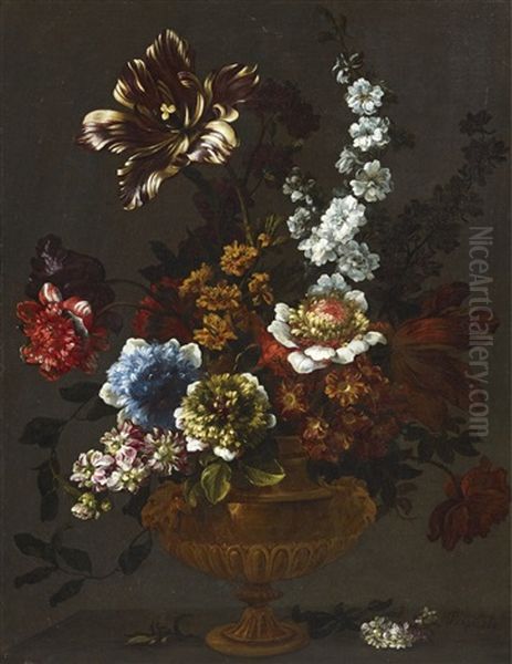 Still Life With Flower Vase Oil Painting by Jean-Baptiste Belin de Fontenay the Elder