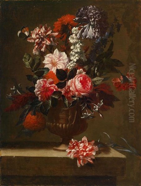 Blumenstillleben Oil Painting by Jean-Baptiste Belin de Fontenay the Elder