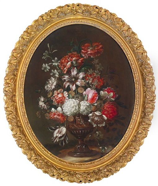 Ein Blumenstillleben In Einer Amphore Oil Painting by Jean-Baptiste Belin de Fontenay the Elder