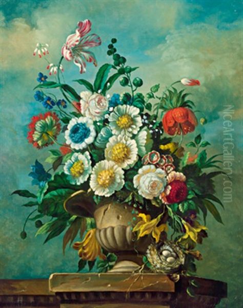 Blumenstillleben, Zwei Gegenstucke Oil Painting by Jean-Baptiste Belin de Fontenay the Elder