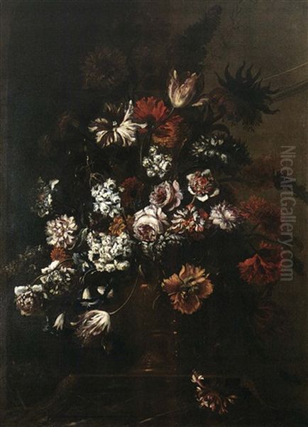 Nature Mort Au Vase De Fleurs Oil Painting by Jean-Baptiste Belin de Fontenay the Elder